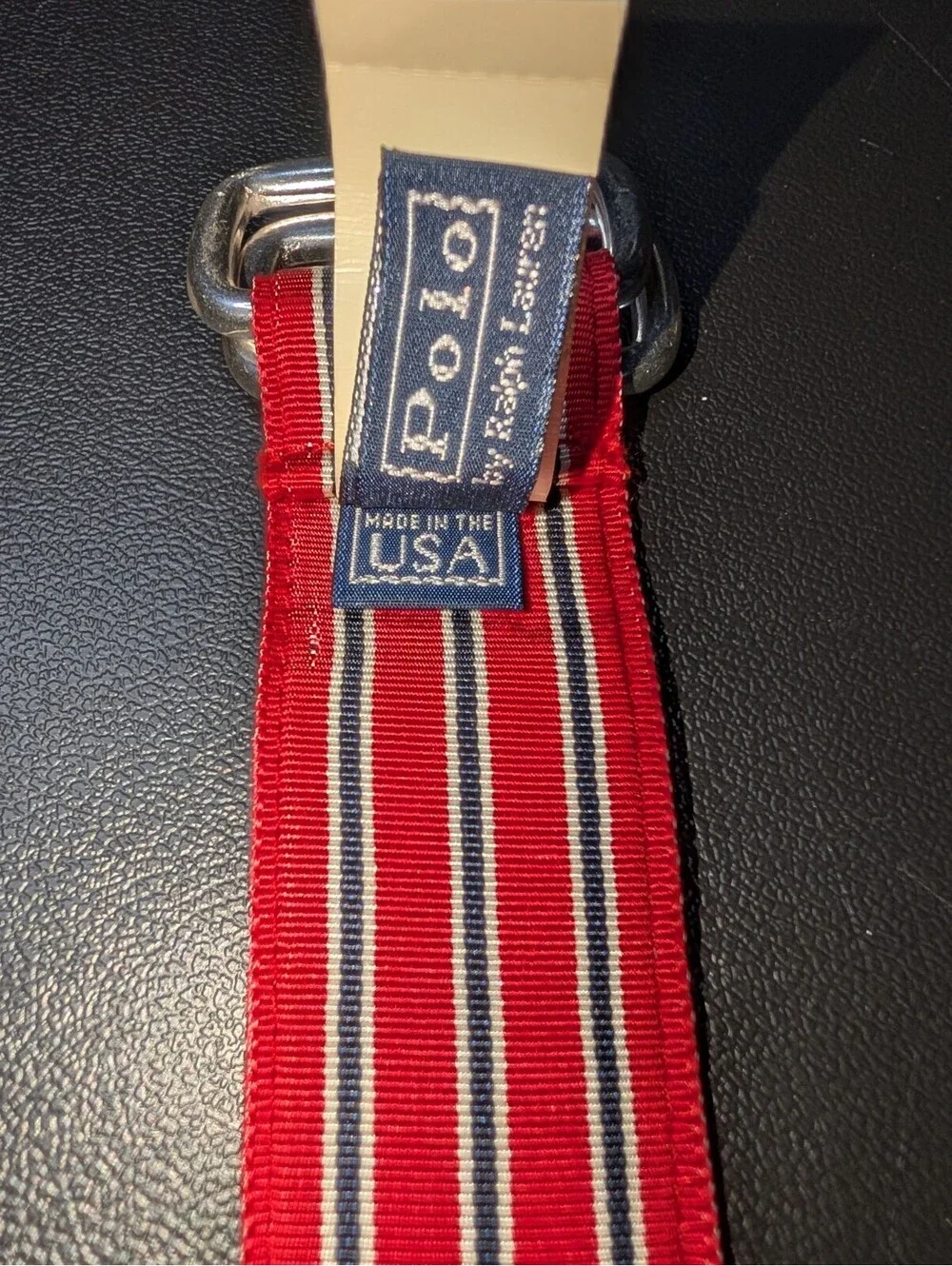 Vintage Polo Ralph Lauren D Buckle Belt Red Blue White Stripe 42